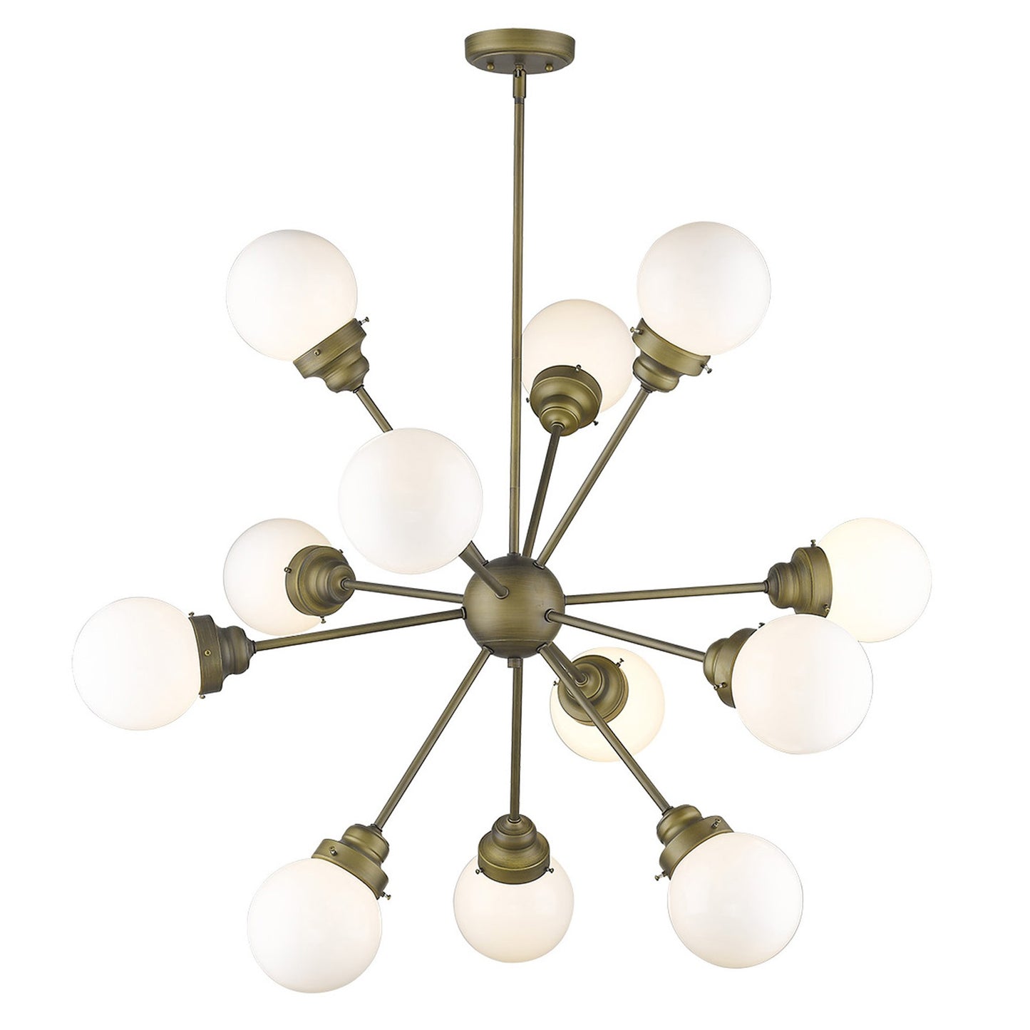 Bronze Sputnik 12 Light Frosted Dimmable Chandelier