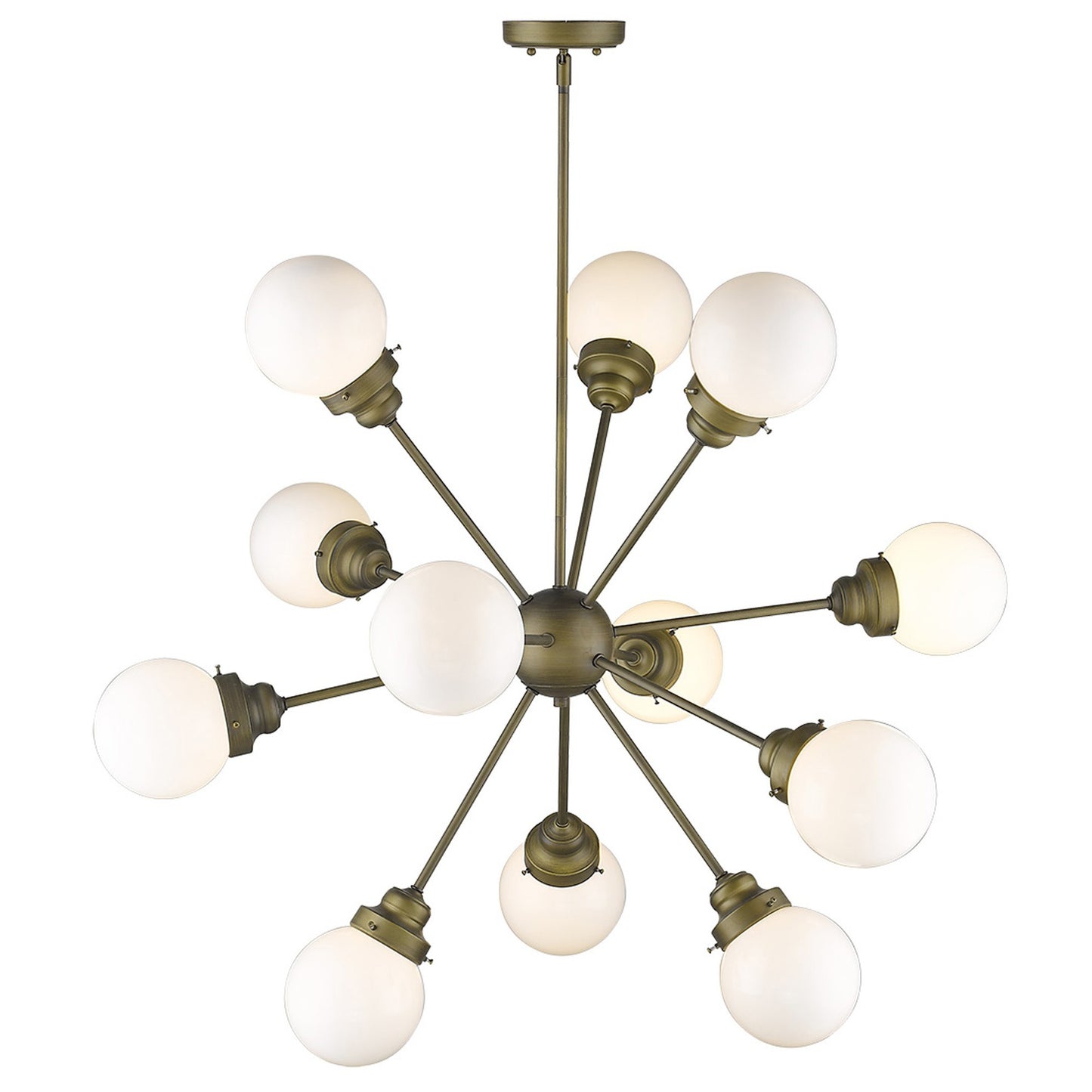 Bronze Sputnik 12 Light Frosted Dimmable Chandelier