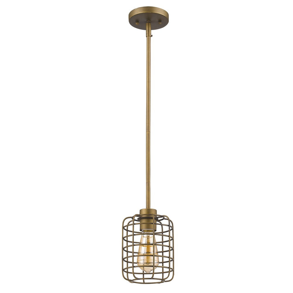 Brushed Gold Cage Hanging Light