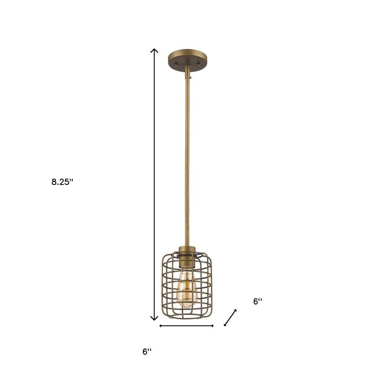 Brushed Gold Cage Hanging Light