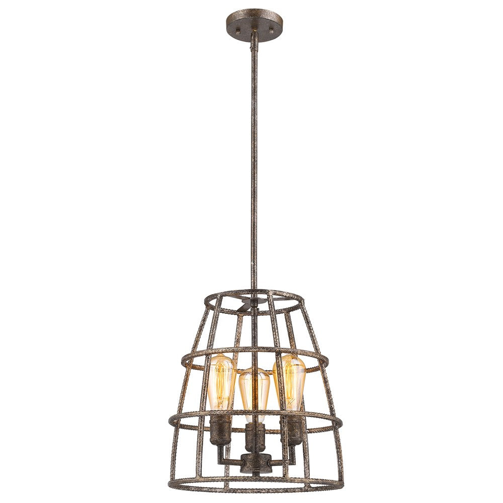Rebarre 3-Light Antique Silver Drum Pendant