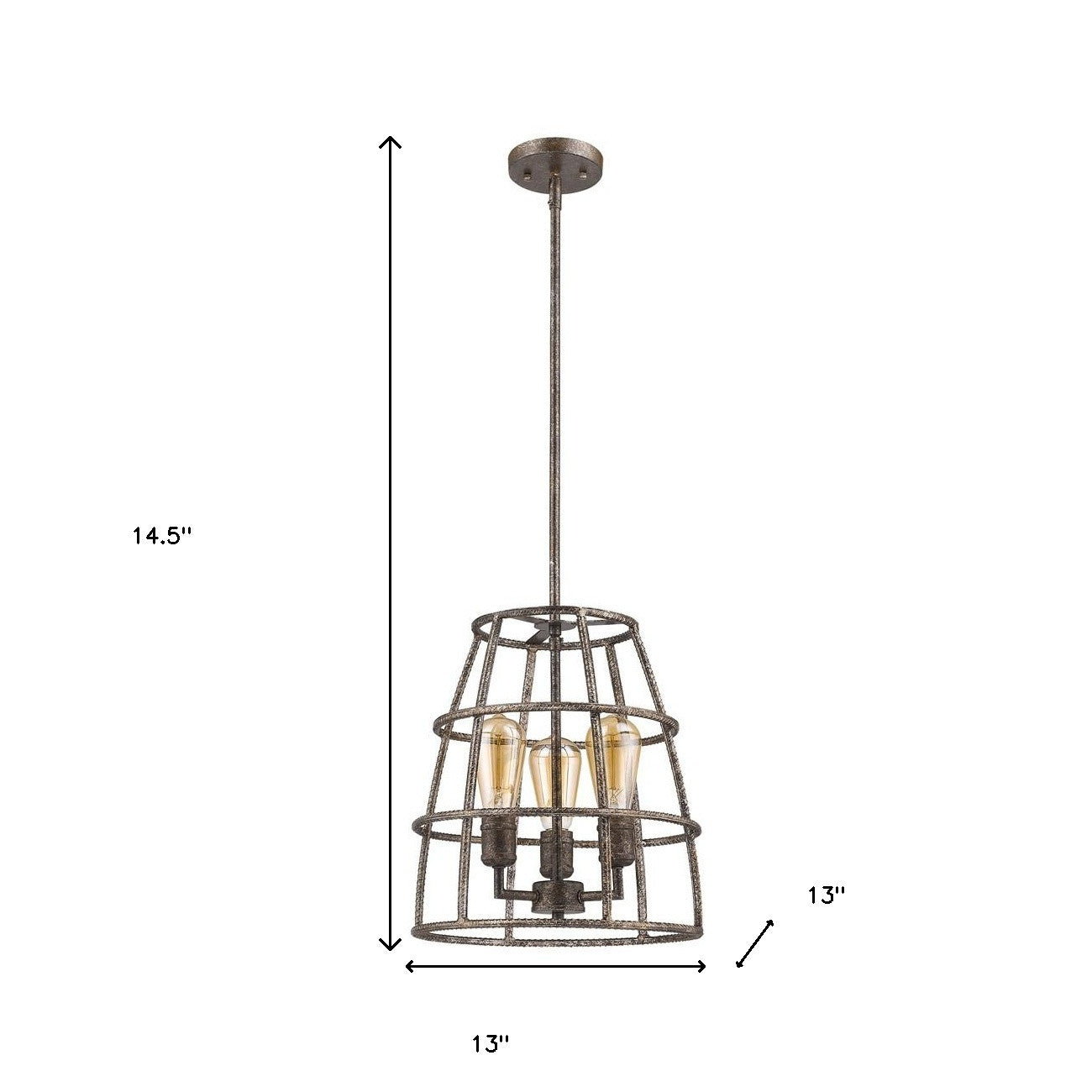 Rebarre 3-Light Antique Silver Drum Pendant