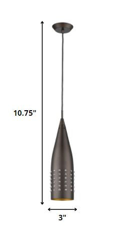 Narrow Bronze Hanging Light w/ Glass Studs