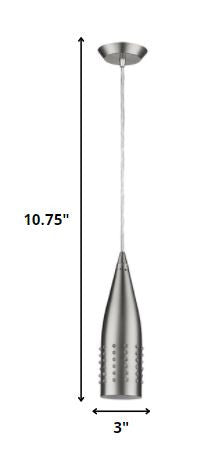 Narrow Silver Hanging Light w/ Glass Studs