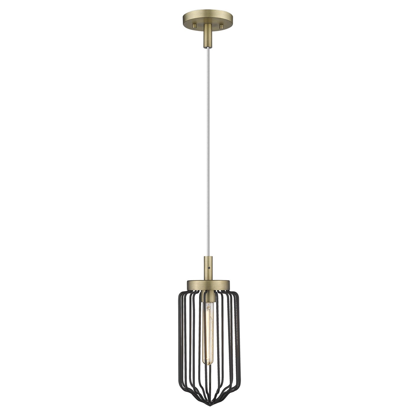 Gold & Black Cage Pendant Hanging Light