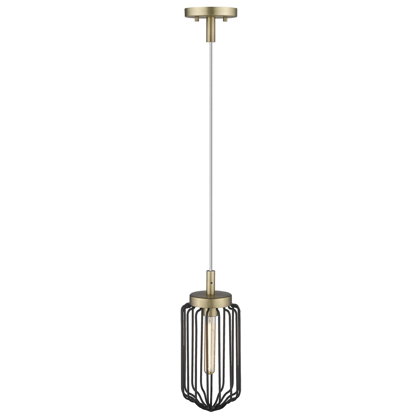 Gold & Black Cage Pendant Hanging Light