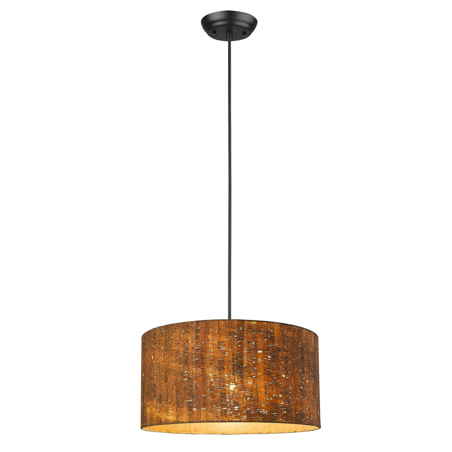 Matte Black Cork Shade Modern 1 Light Hanging Pendent Lamp