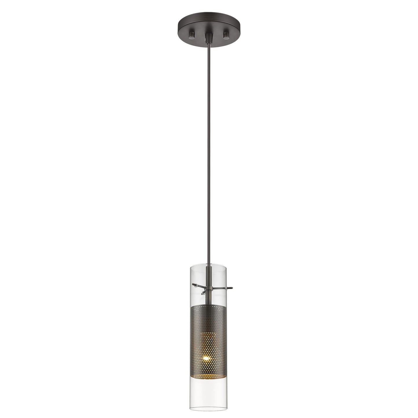 Glass & Bronze Mesh Shade Hanging Light