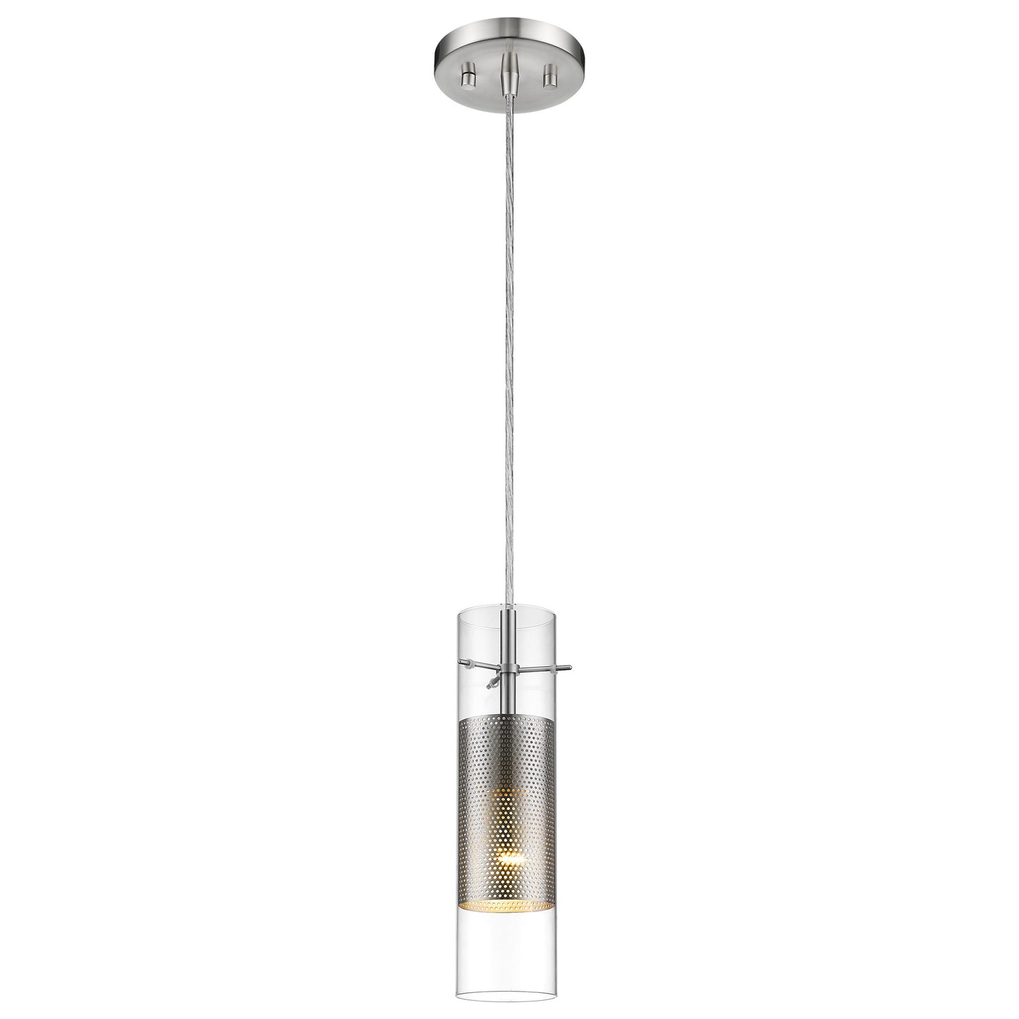 Glass & Silver Mesh Shade Hanging Light