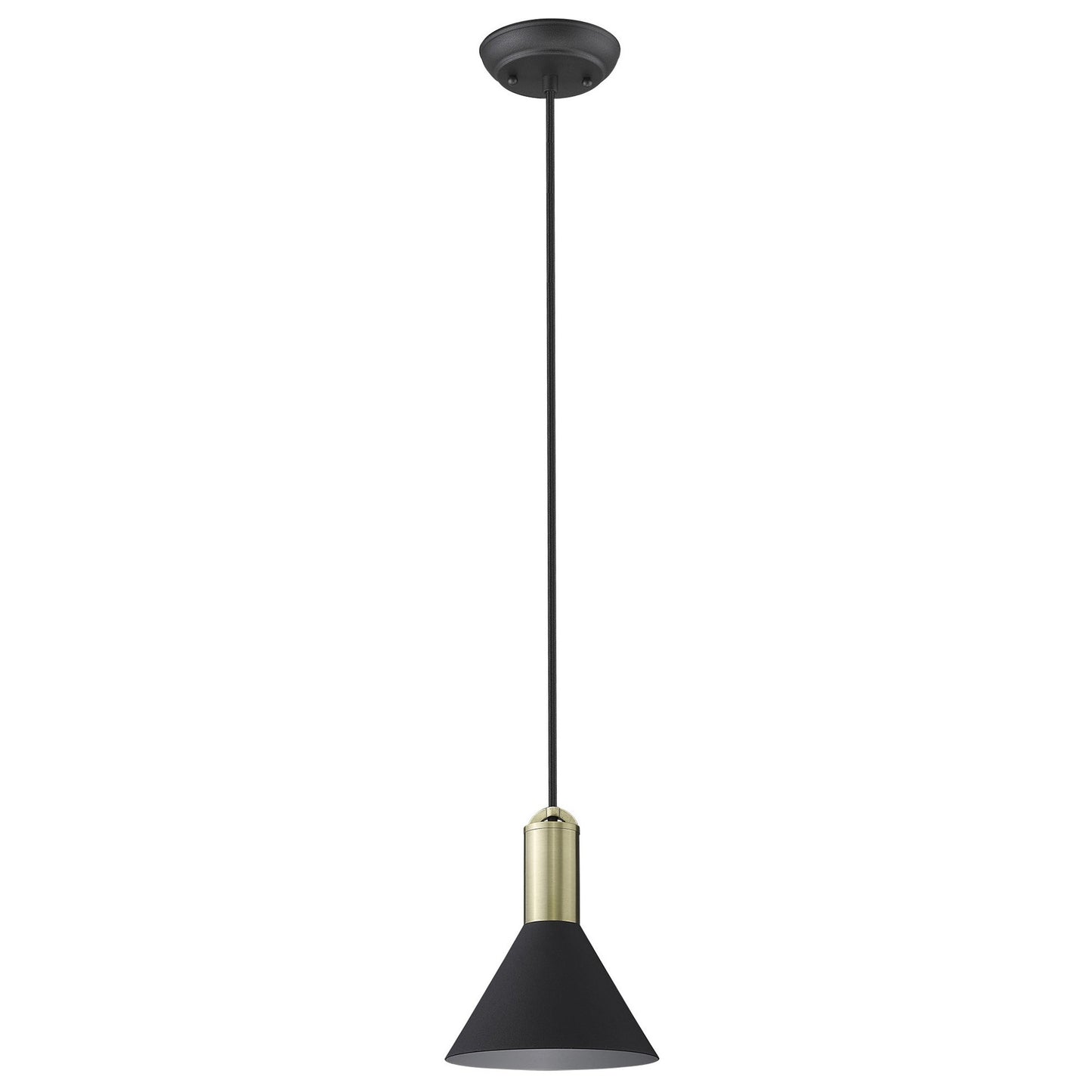 Matte Black & Gold Conical Pendant Hanging Light