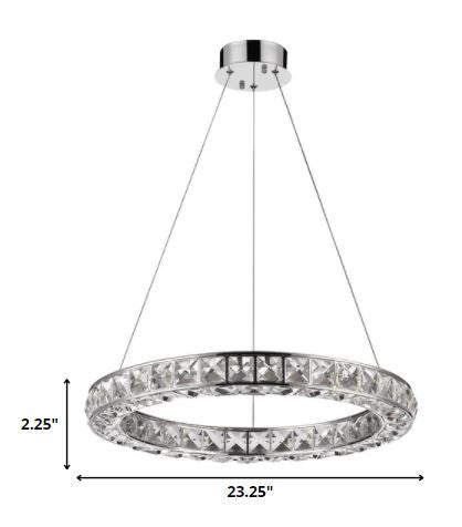 Silver Faux Crystal Bling Ring Hanging Light