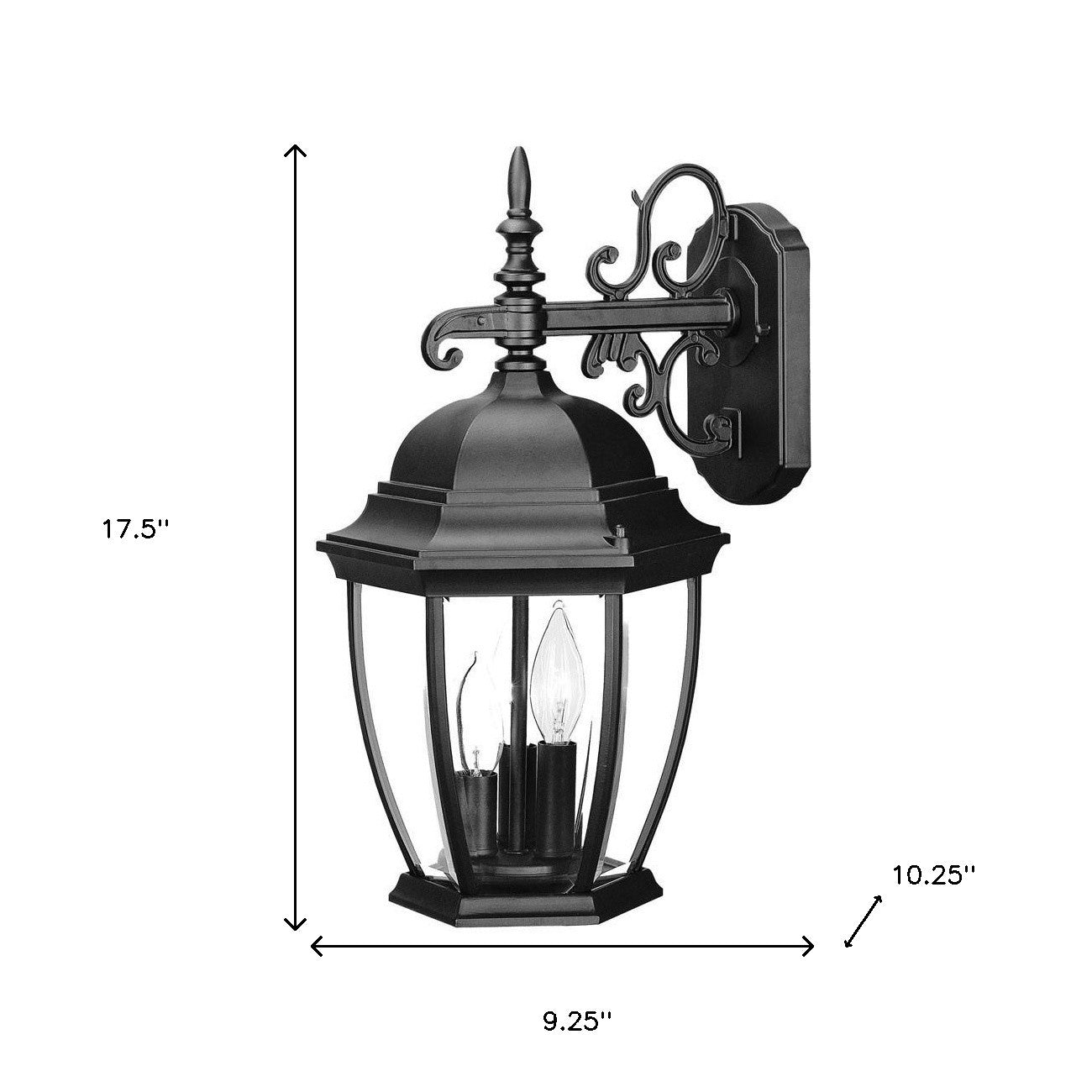 3 Light Matte Black Wide Hanging Lantern Wall Light