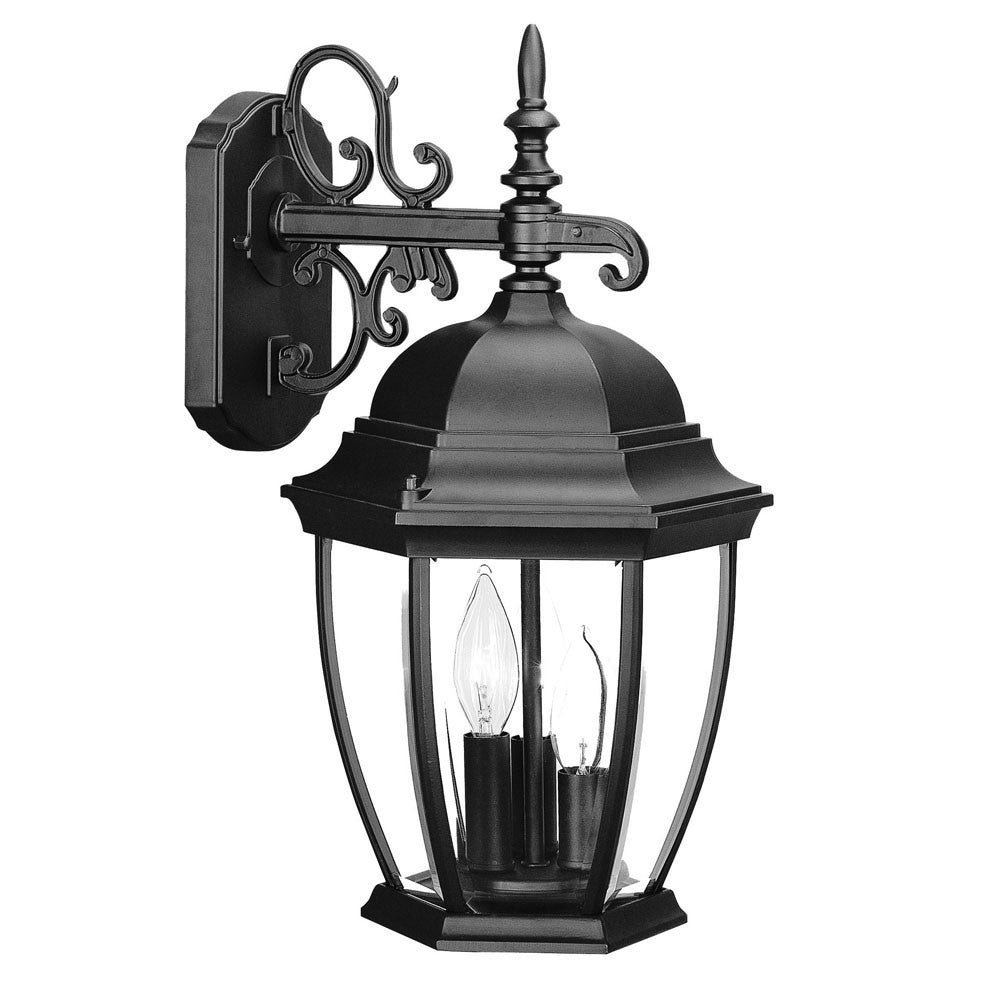 3 Light Matte Black Wide Hanging Lantern Wall Light