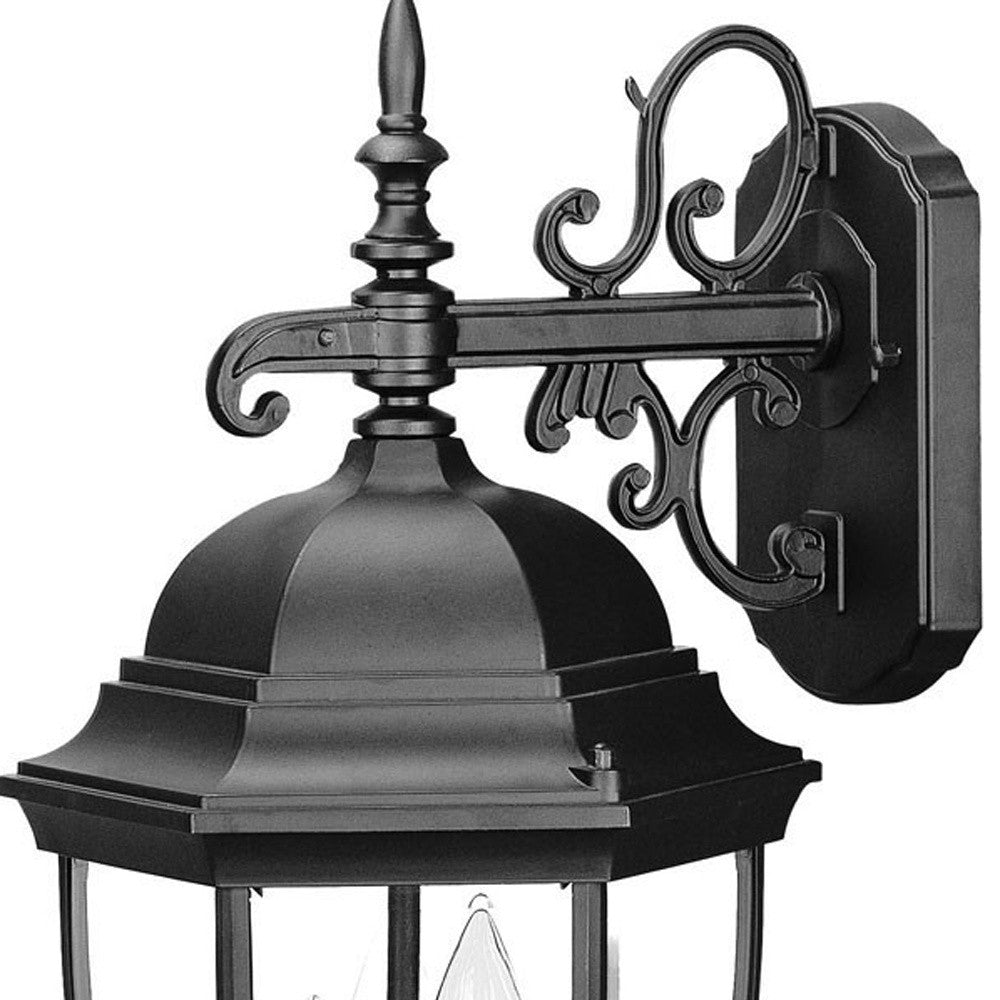 3 Light Matte Black Wide Hanging Lantern Wall Light