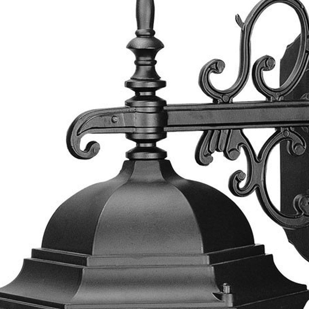 3 Light Matte Black Wide Hanging Lantern Wall Light