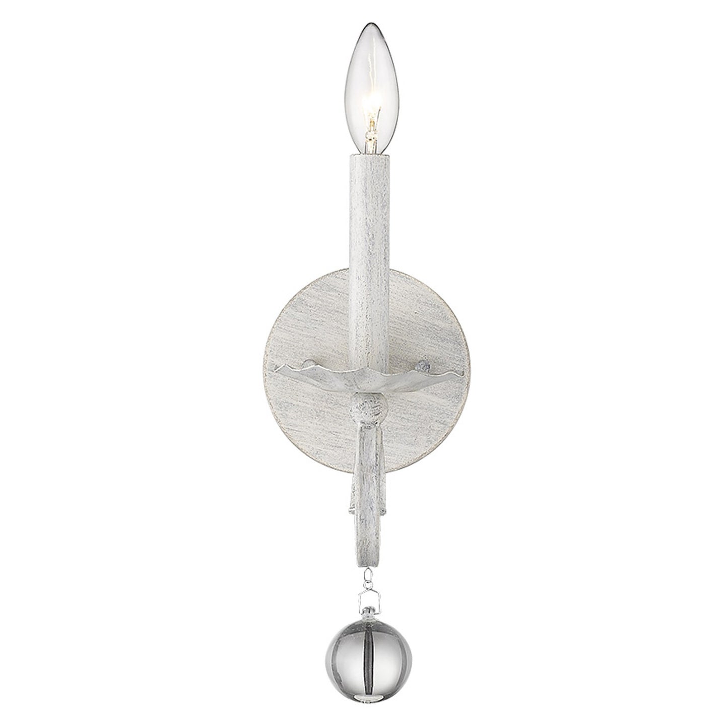 Modern Farmhouse Rustic White & Crystal Wall Sconce