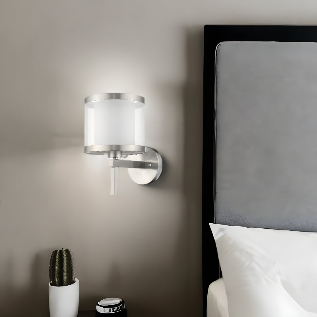 White & Silver Wall Light w/ Shade