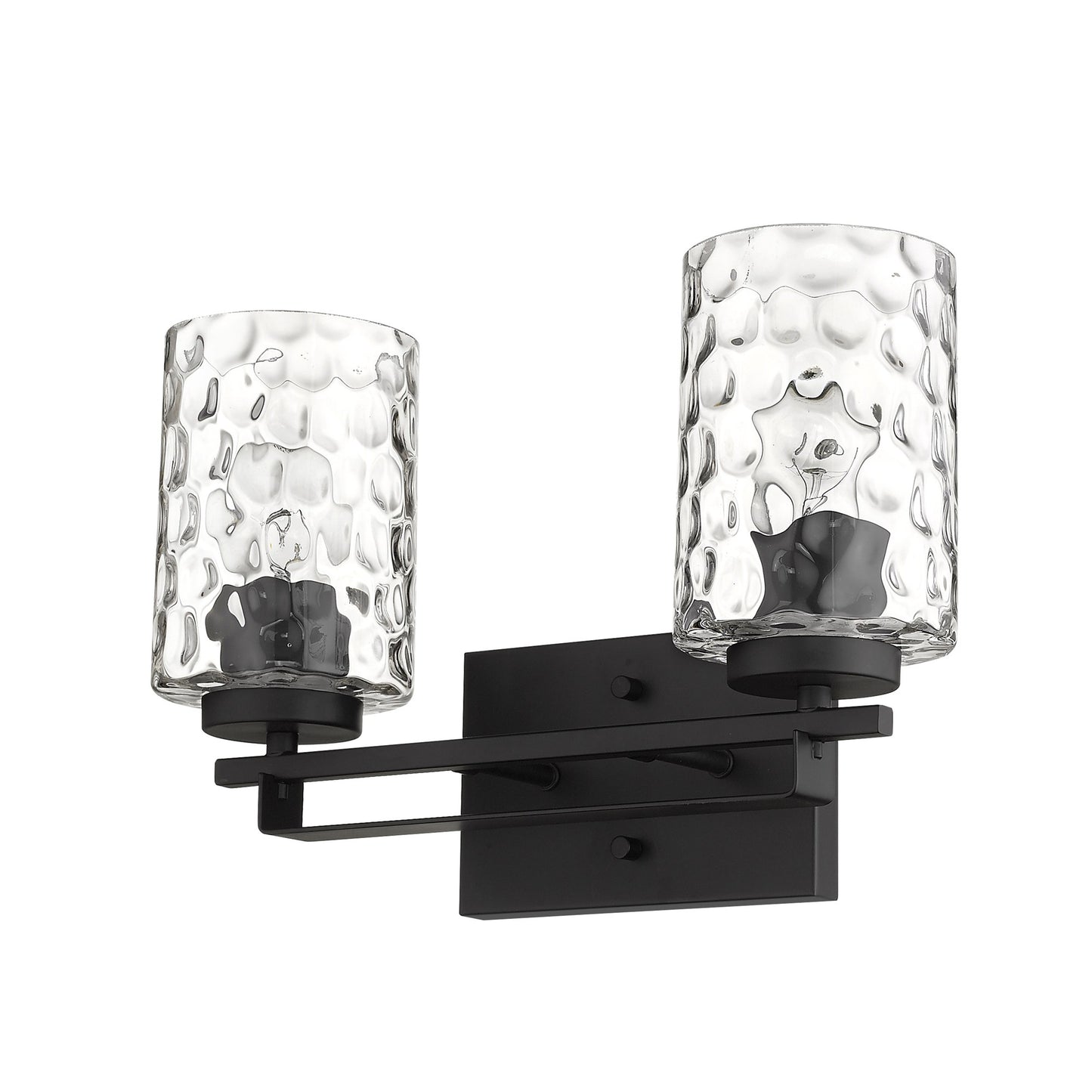 Black & PebbGlass Two Light Wall Sconce