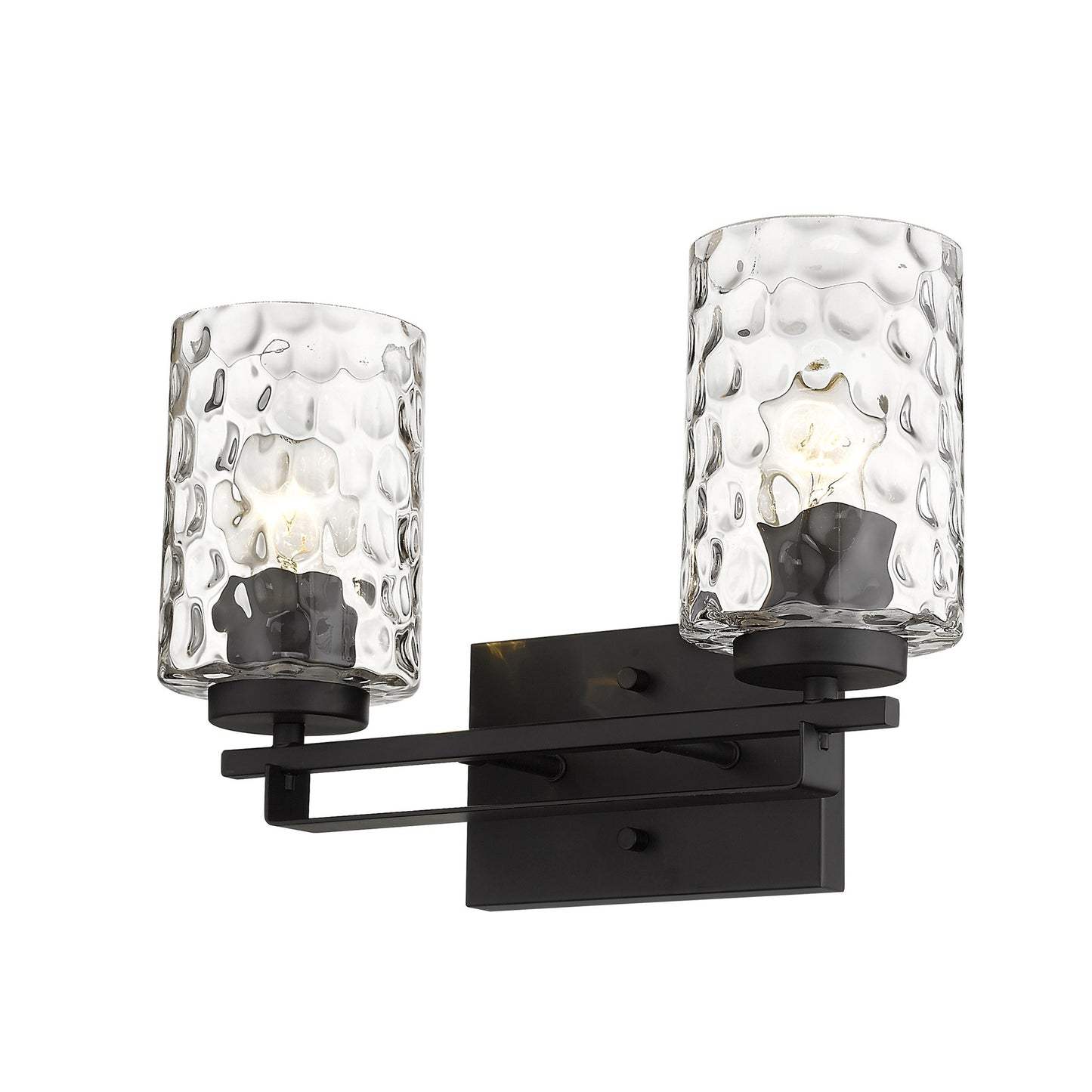 Black & PebbGlass Two Light Wall Sconce