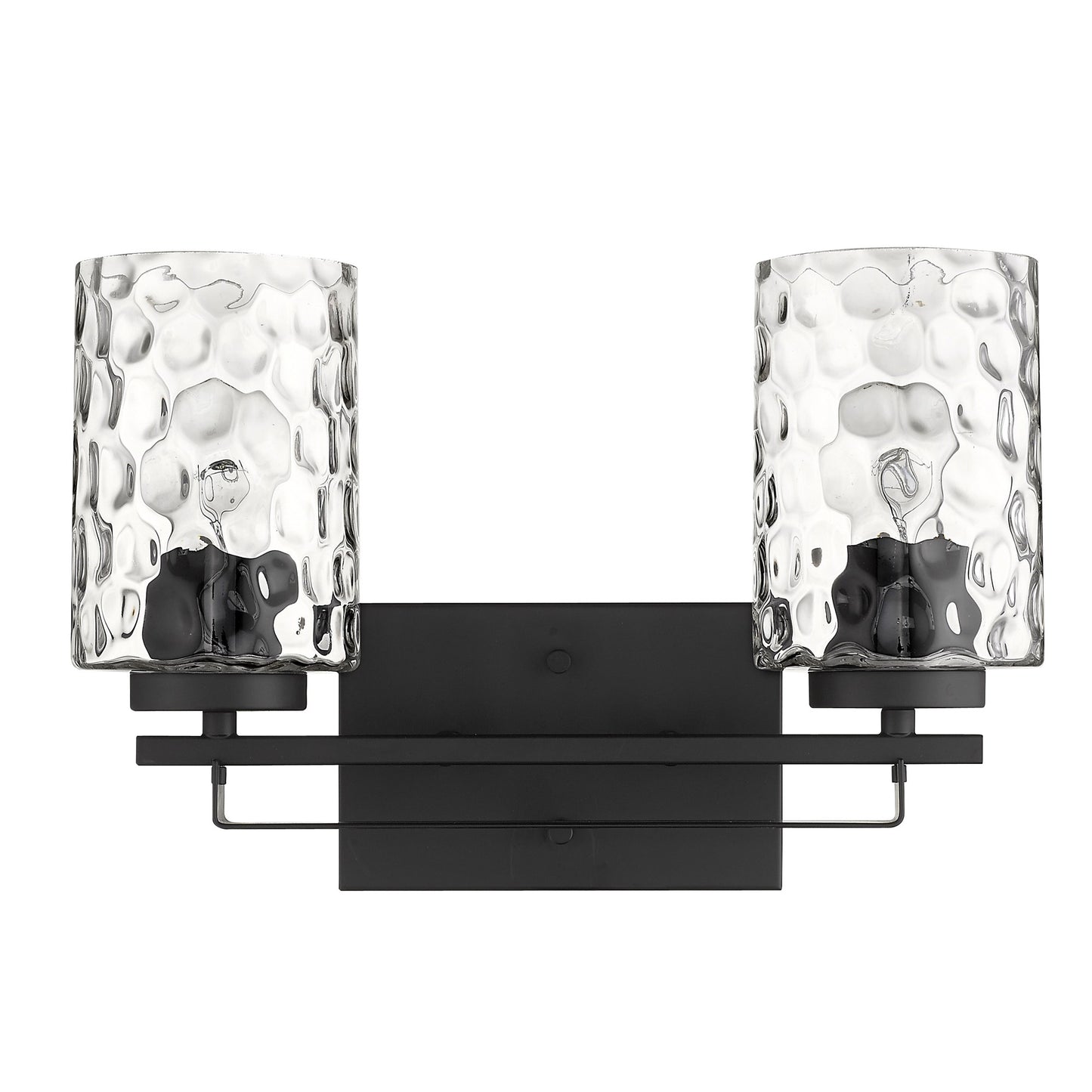 Black & PebbGlass Two Light Wall Sconce