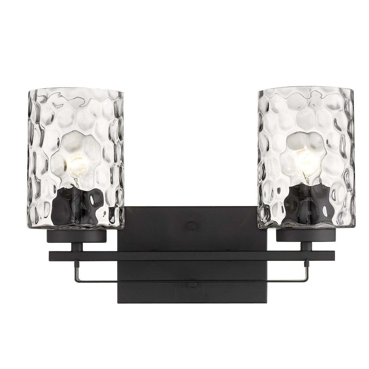 Black & PebbGlass Two Light Wall Sconce