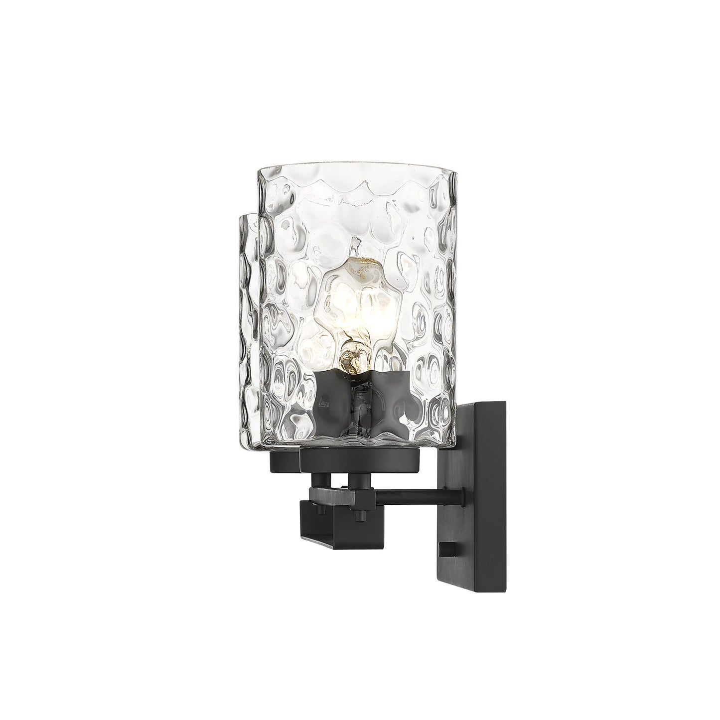 Black & PebbGlass Two Light Wall Sconce