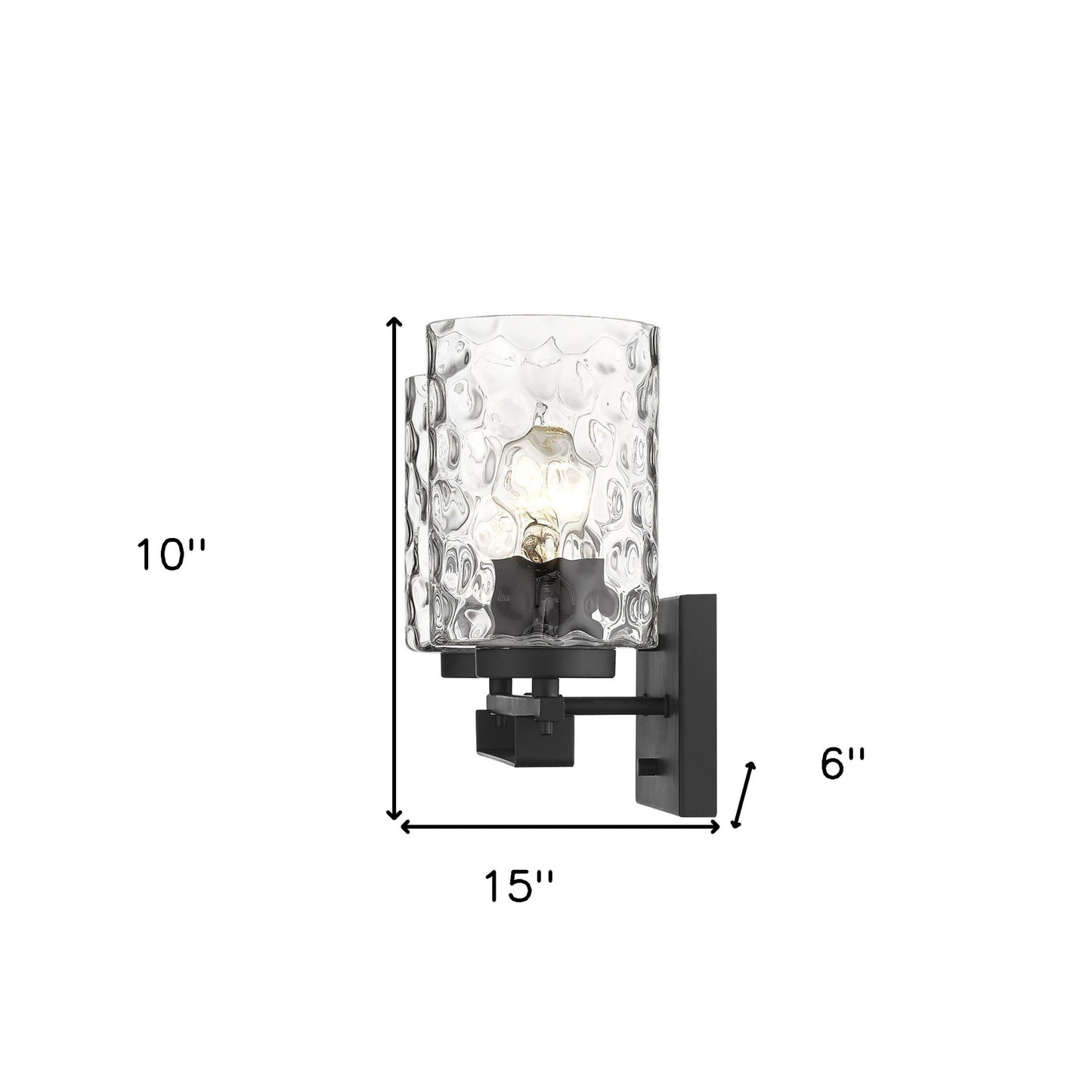Black & PebbGlass Two Light Wall Sconce