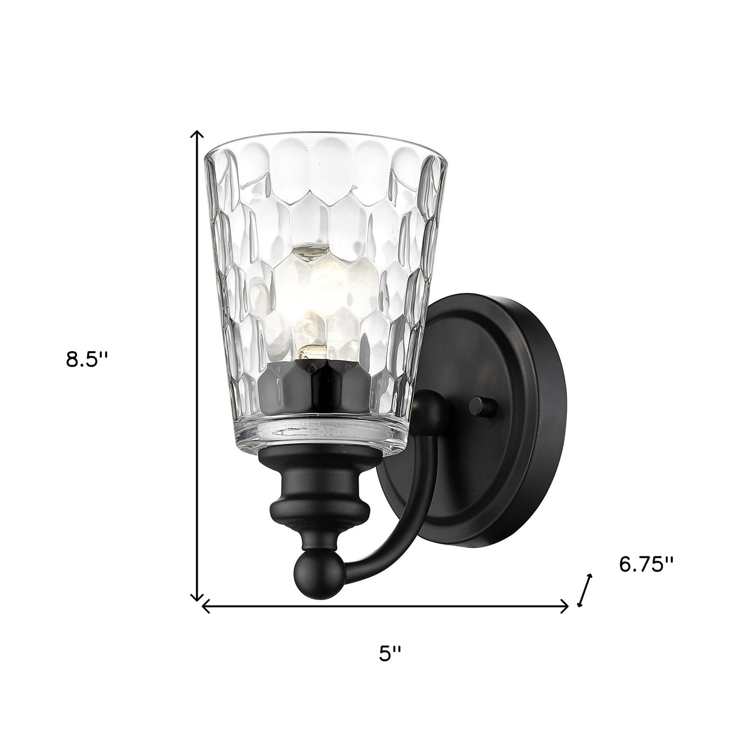 Black & PebbGlass Wall Light
