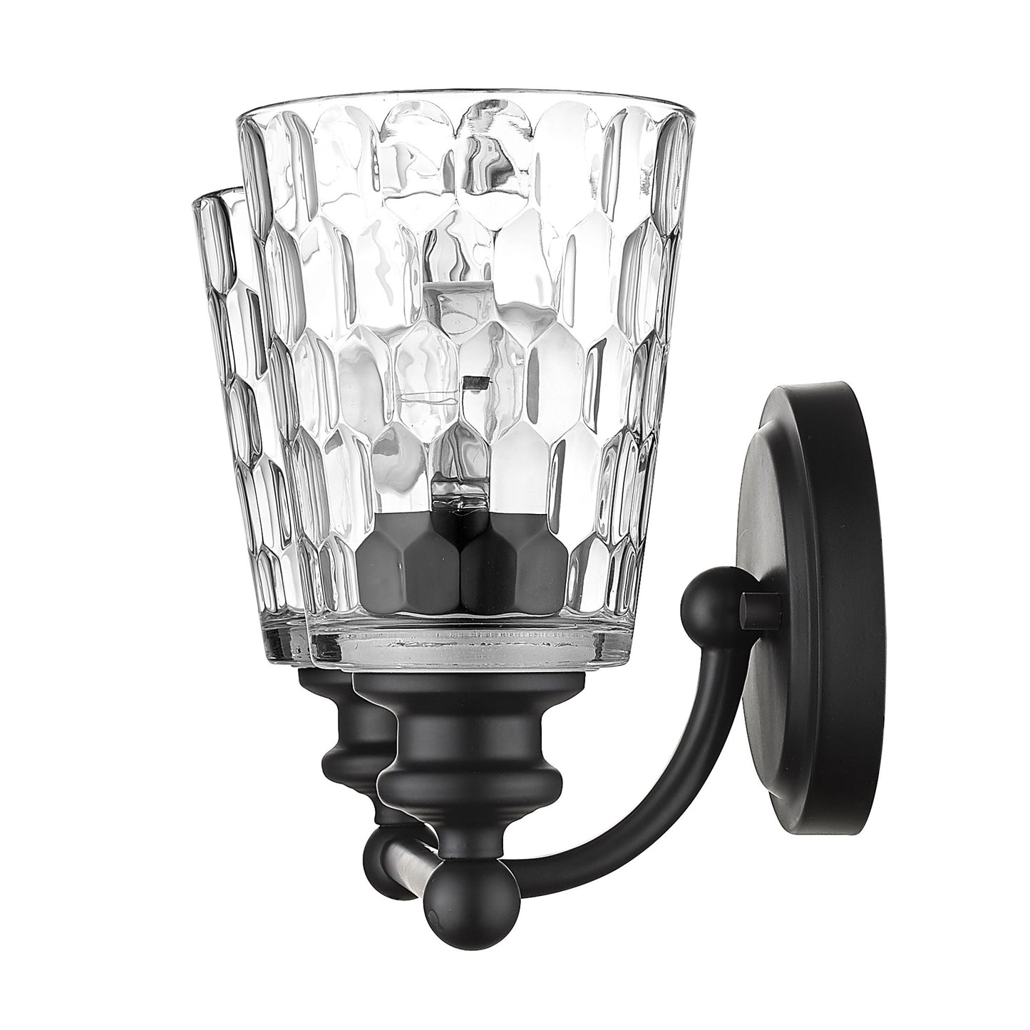 Black & PebbGlass Two Light Wall Light