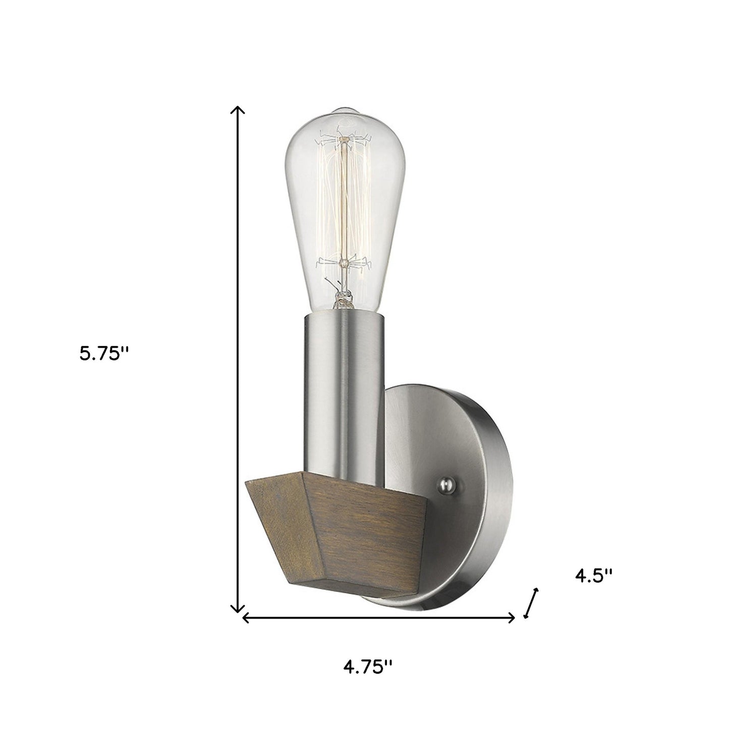 Silver & Wood Wall Sconce
