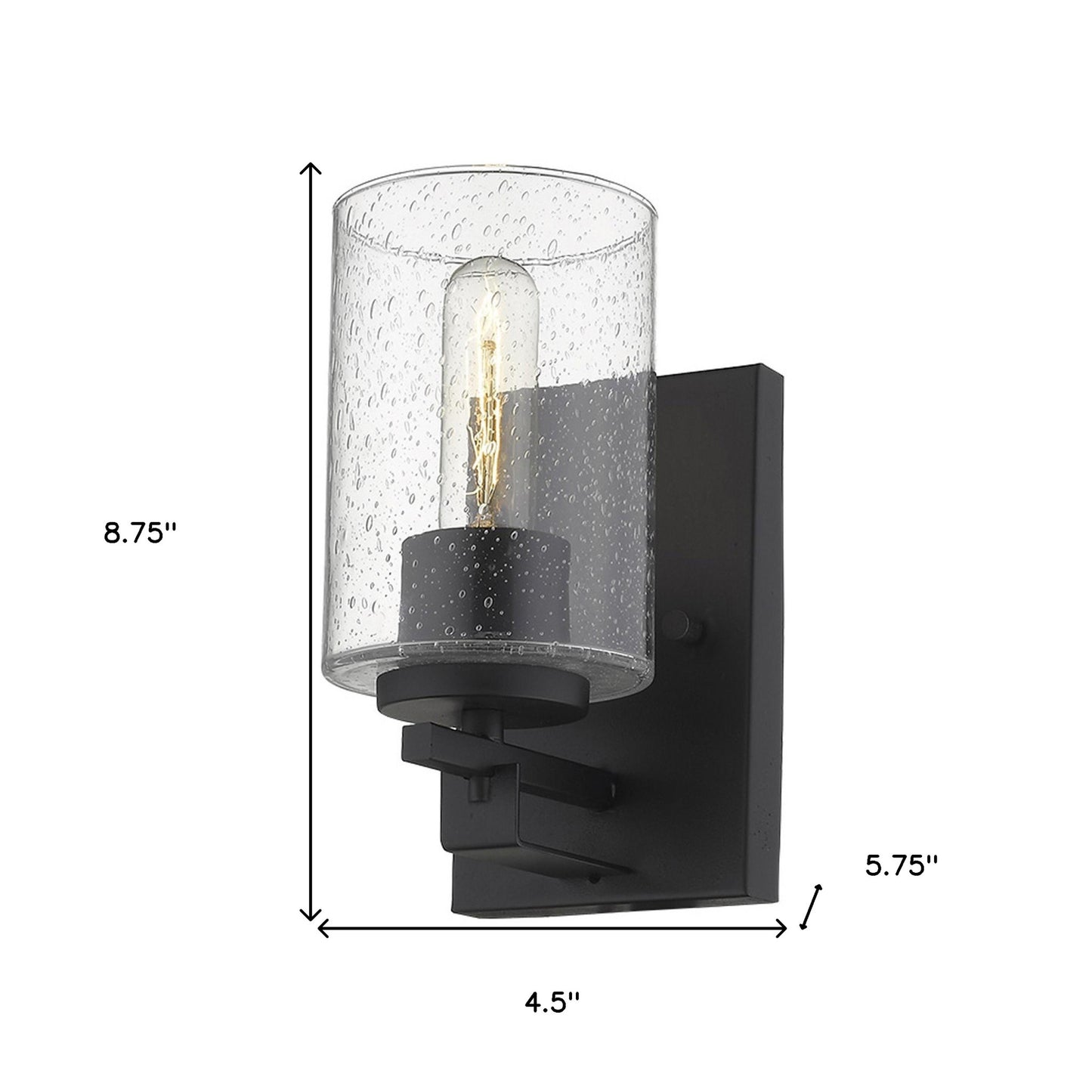 Black & Textured Glass Wall Sconce