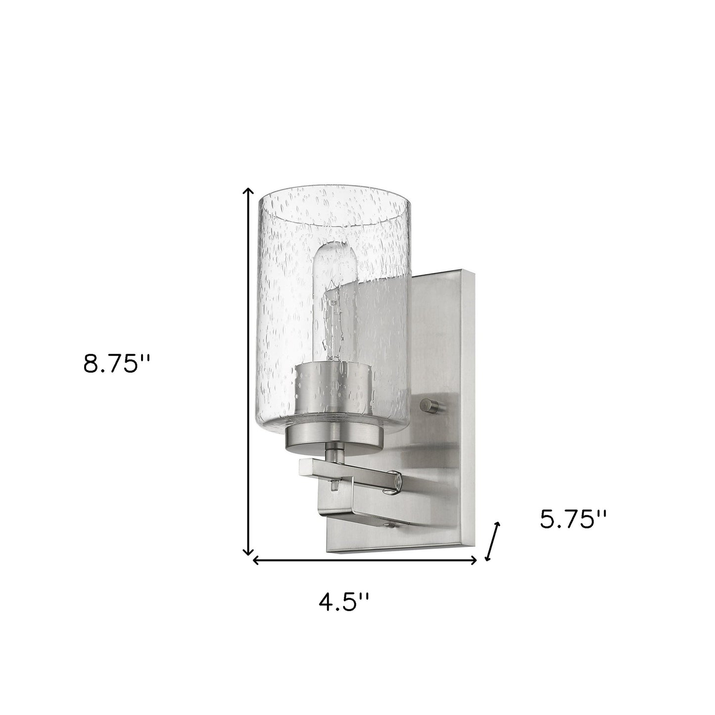 Silver & Textured Glass Wall Sconce