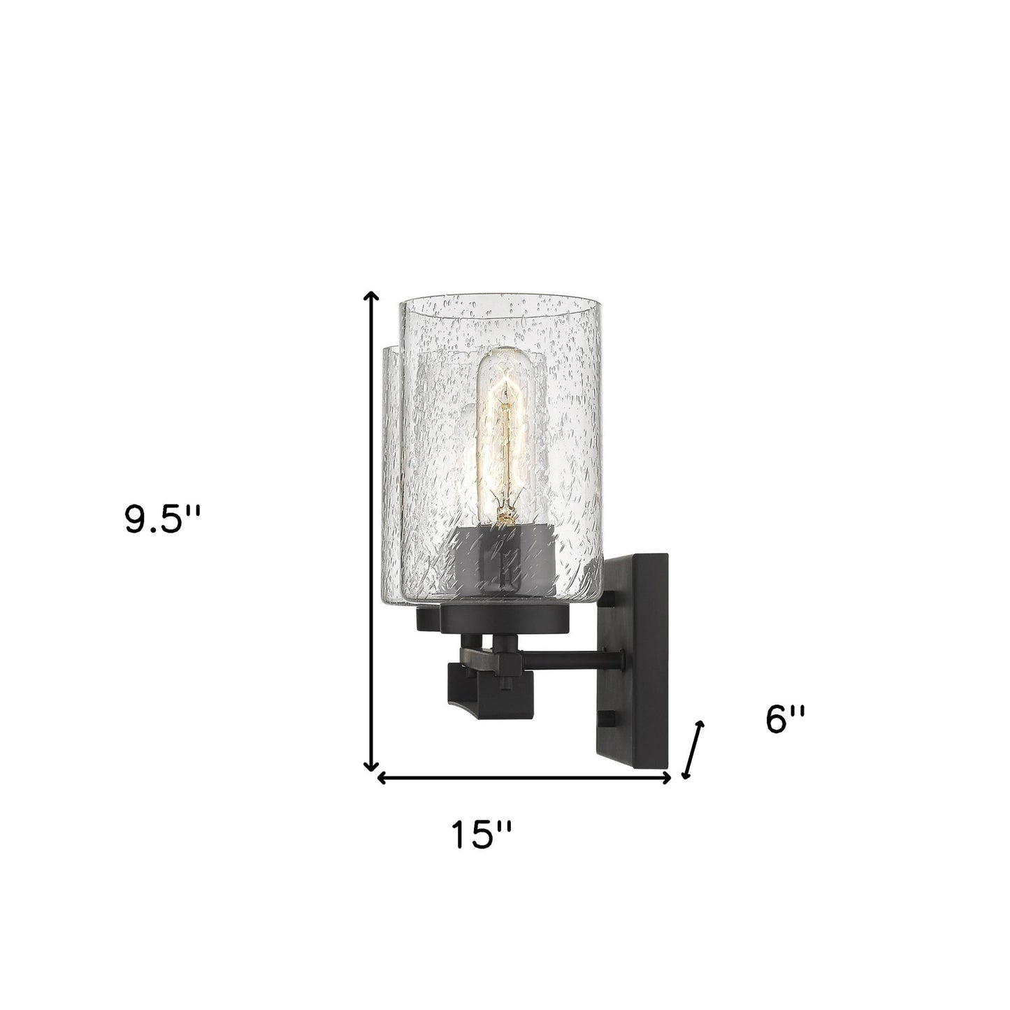 Bronze & Textured Glass Two Light Wall Sconce