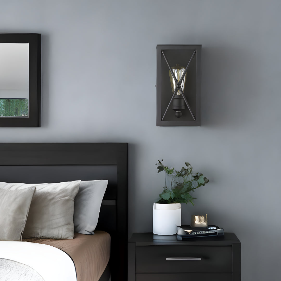 Matte Black Geometric Wall Light