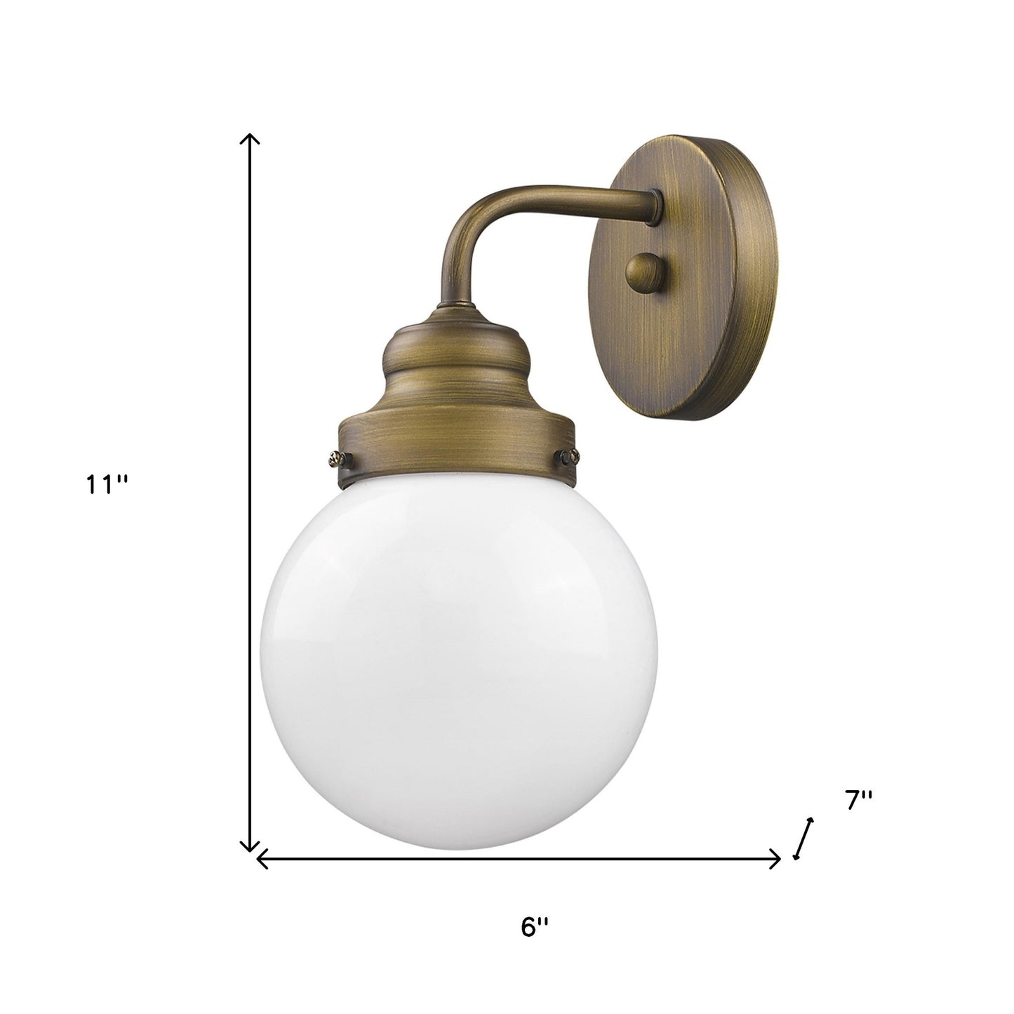One Light Gold Wall Sconce w/ Glass Shade