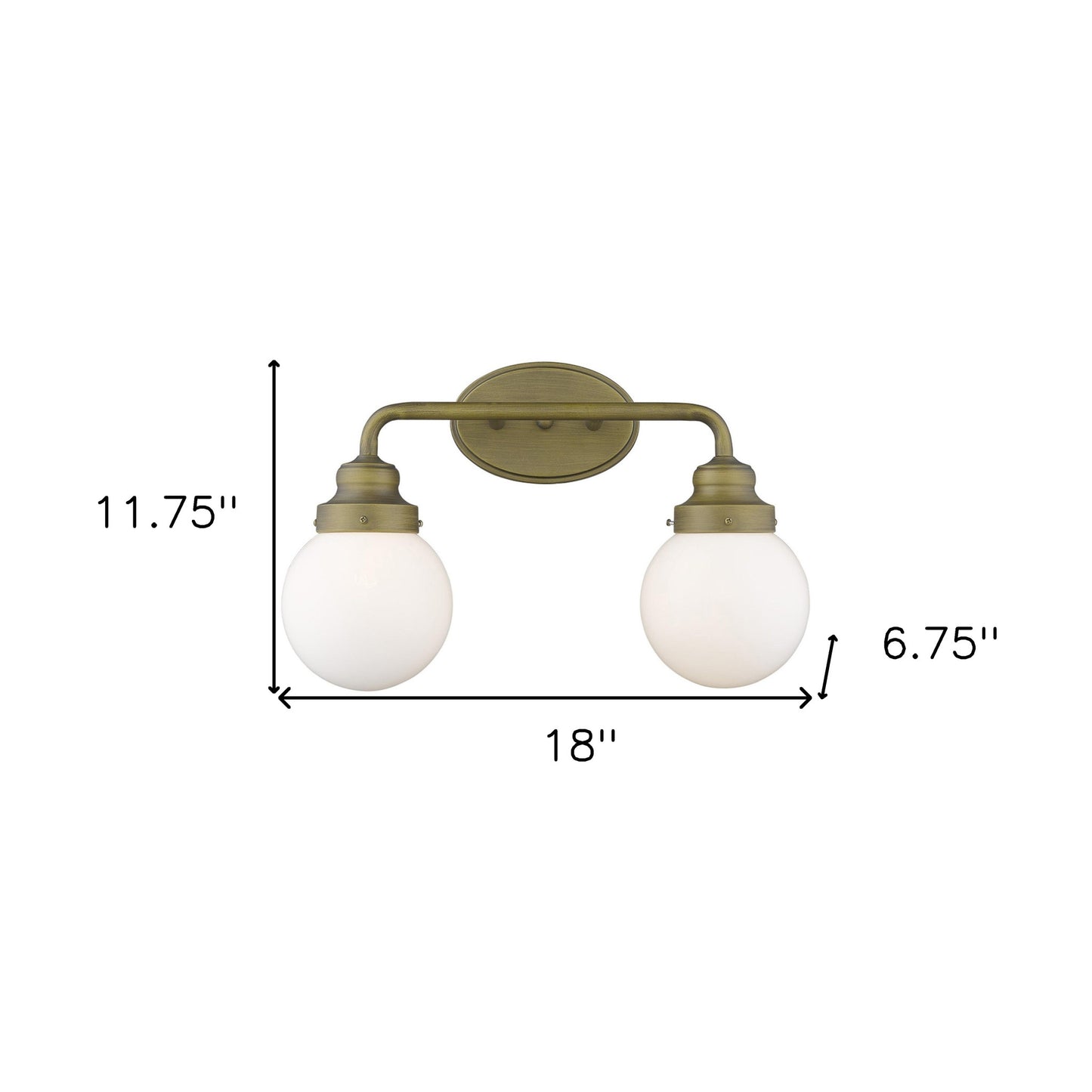 Two Light Gold Wall Sconce w/ Glass Shade