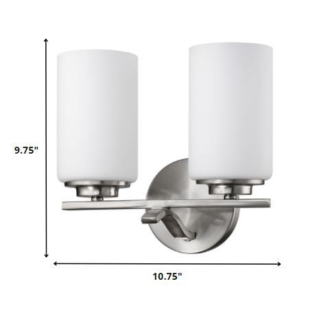 Two Light Silver & Glass Wall Sconce