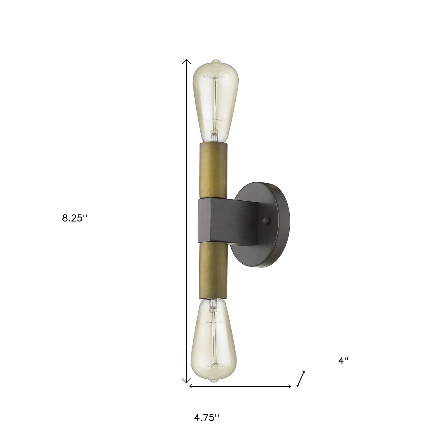 Two Light Brass & Wood Wall Sconce