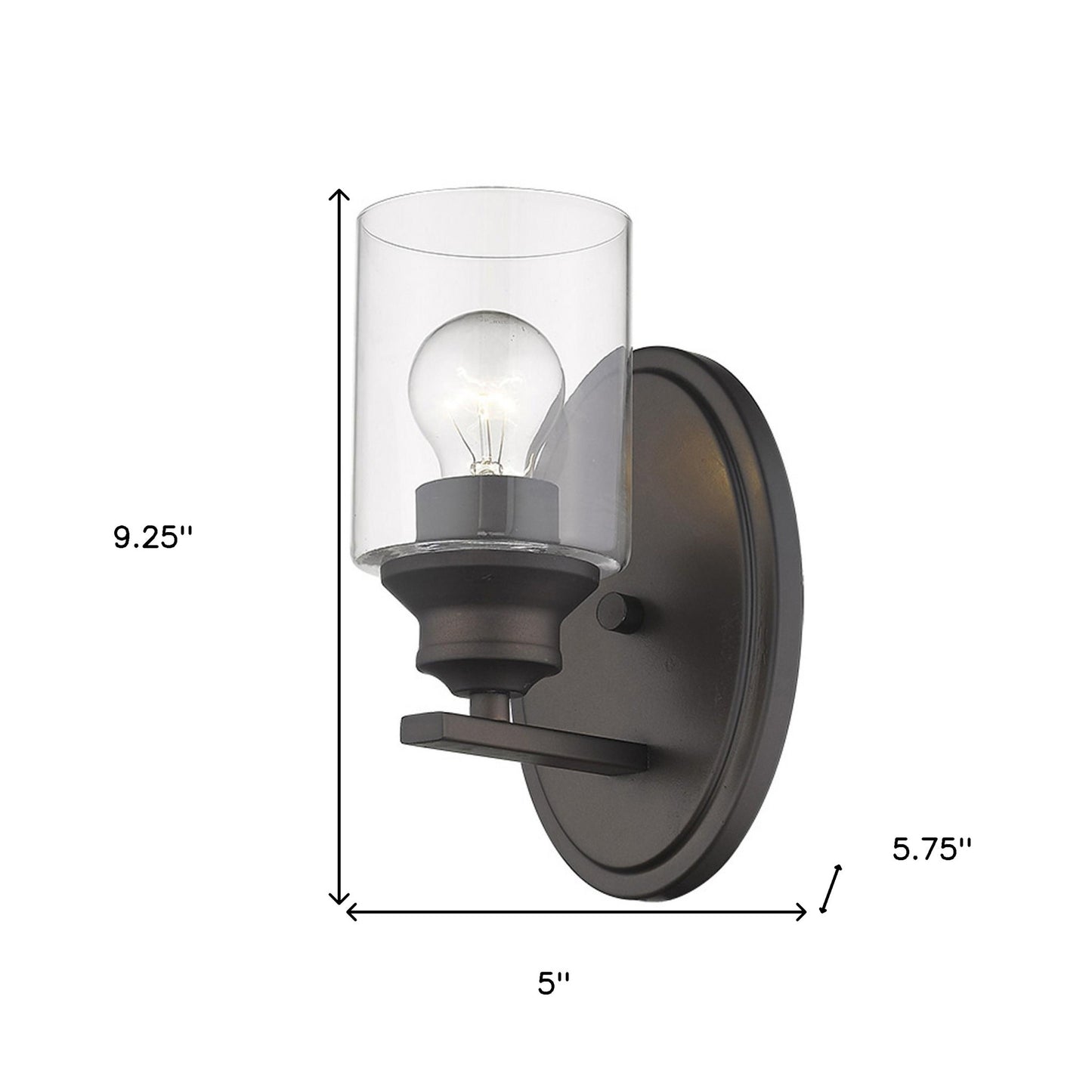 One Light Bronze Wall Light w/ Clear Glass Shade