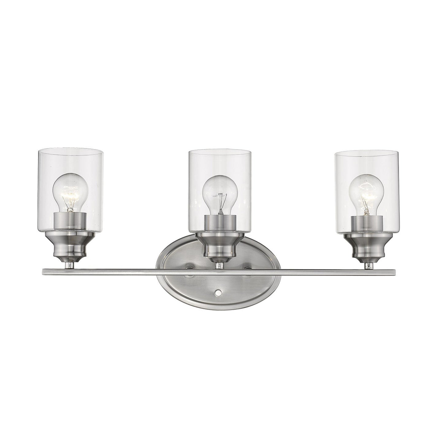 Three Light Silver Wall Light w/ Clear Glass Shade