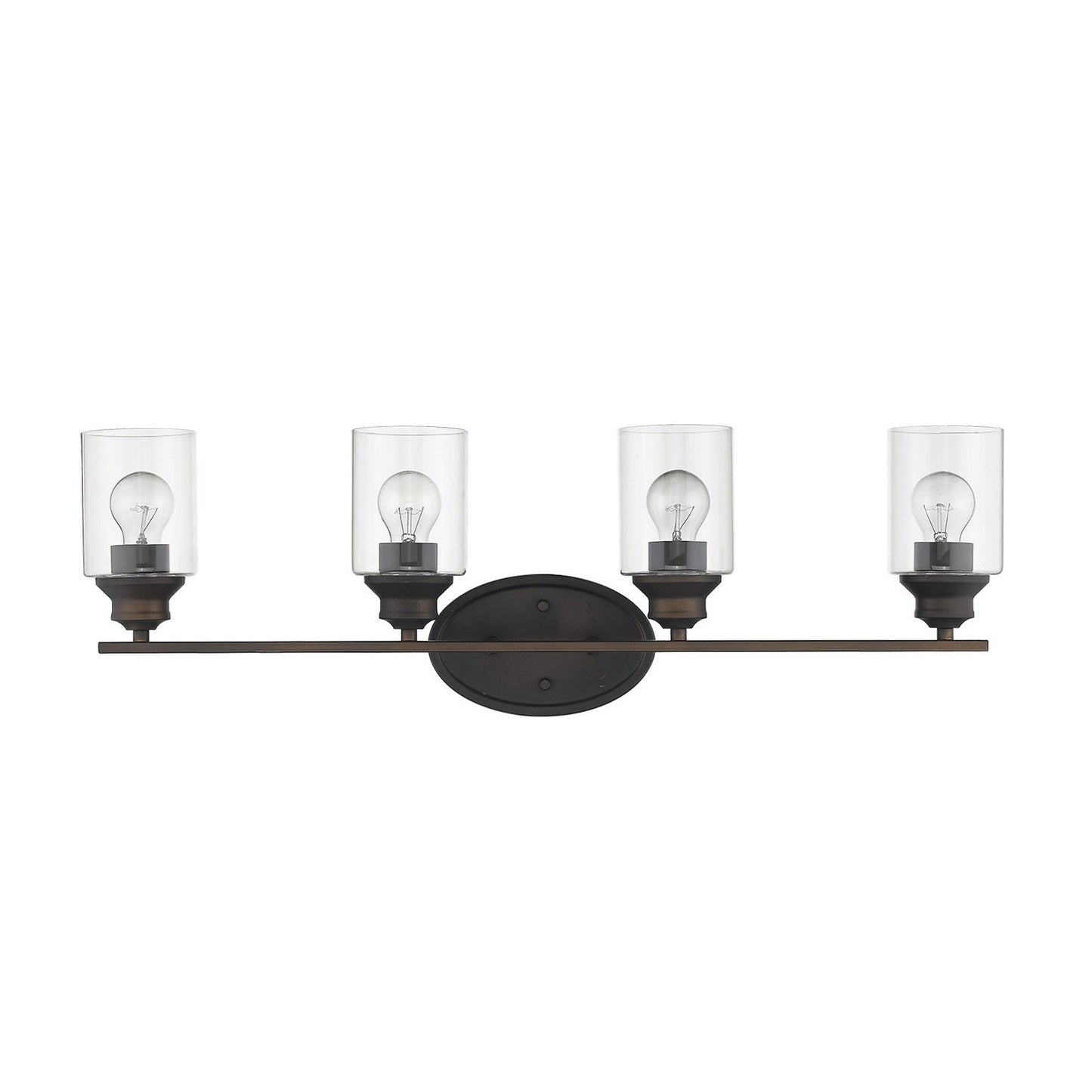 Four Light Bronze Wall Light w/ Clear Glass Shade