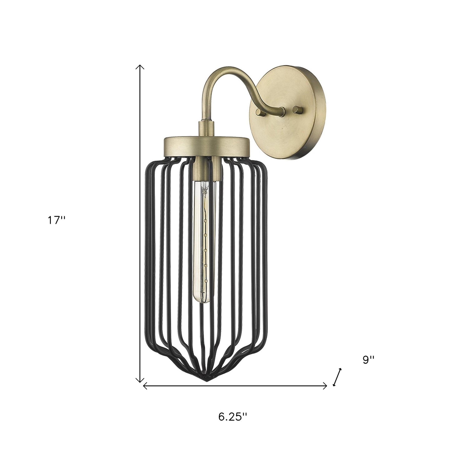 Gold & Black Cage Wall Sconce