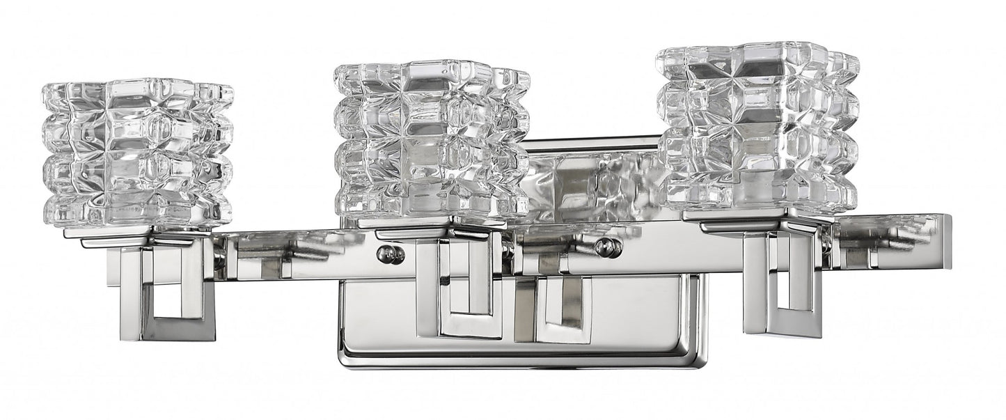 Coralie 3-Light Nickel Sconce w/ Pressed Crystal Shades