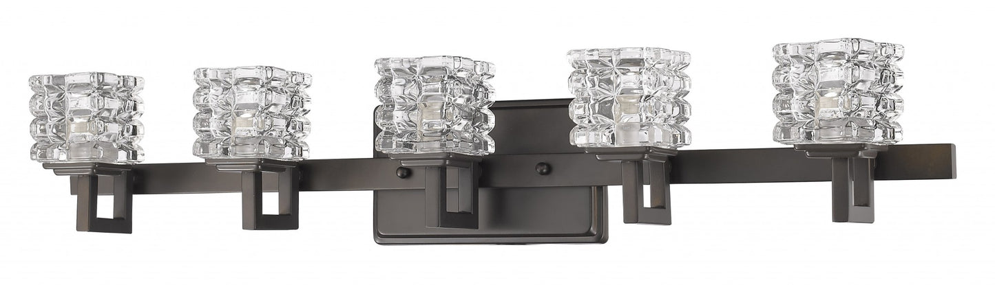 Coralie 5-Light Oil-Rubbed Bronze Sconce w/ Pressed Crystal Shades