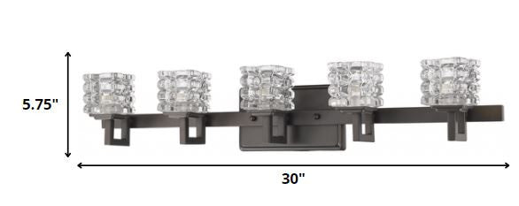 Coralie 5-Light Oil-Rubbed Bronze Sconce w/ Pressed Crystal Shades