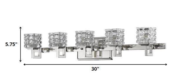 Coralie 5-Light Nickel Sconce w/ Pressed Crystal Shades