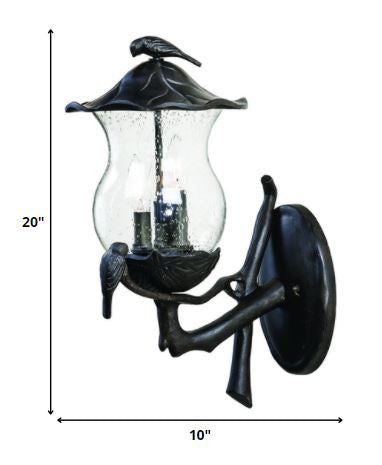 Avian 3-Light Black Coral Wall Light w/ Seeded Glass