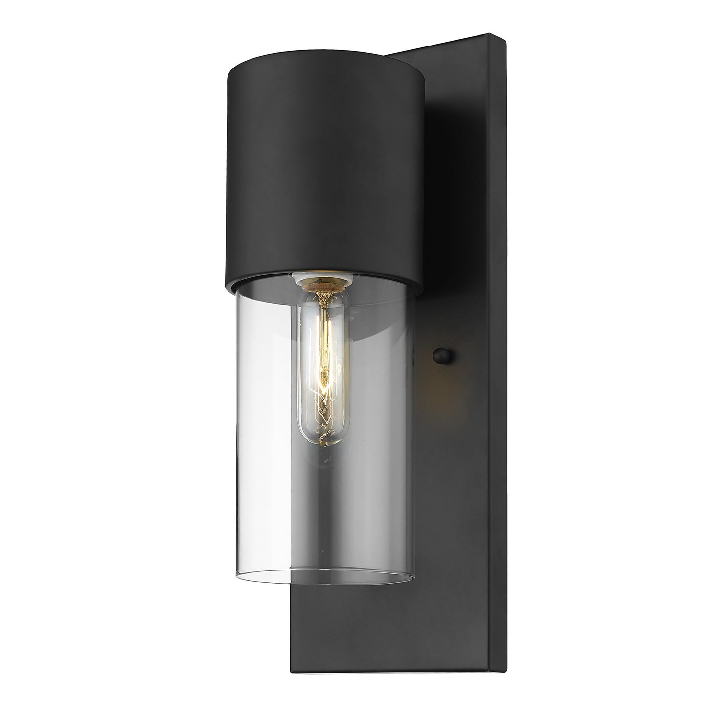 Contemporary Matte Black & Glass Wall Light