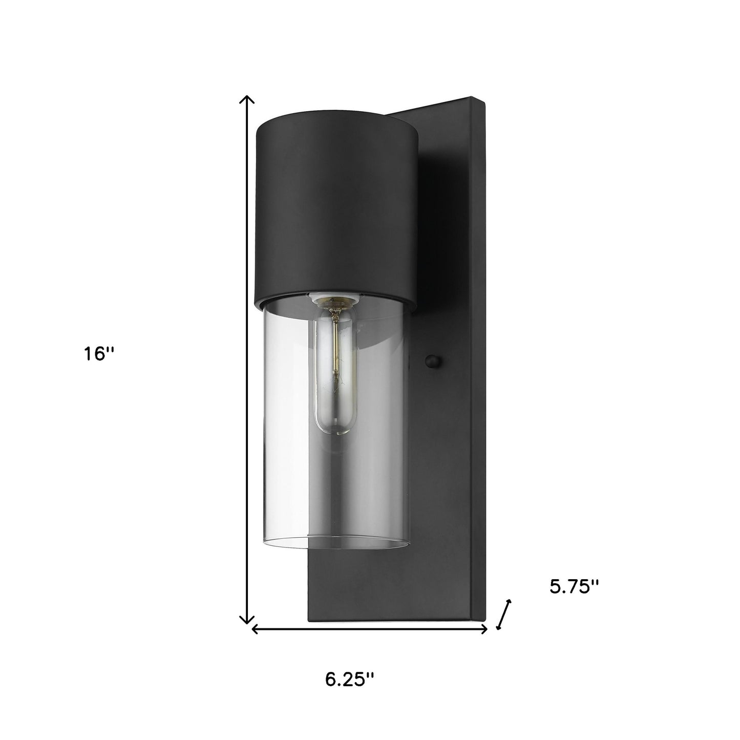Contemporary Matte Black & Glass Wall Light