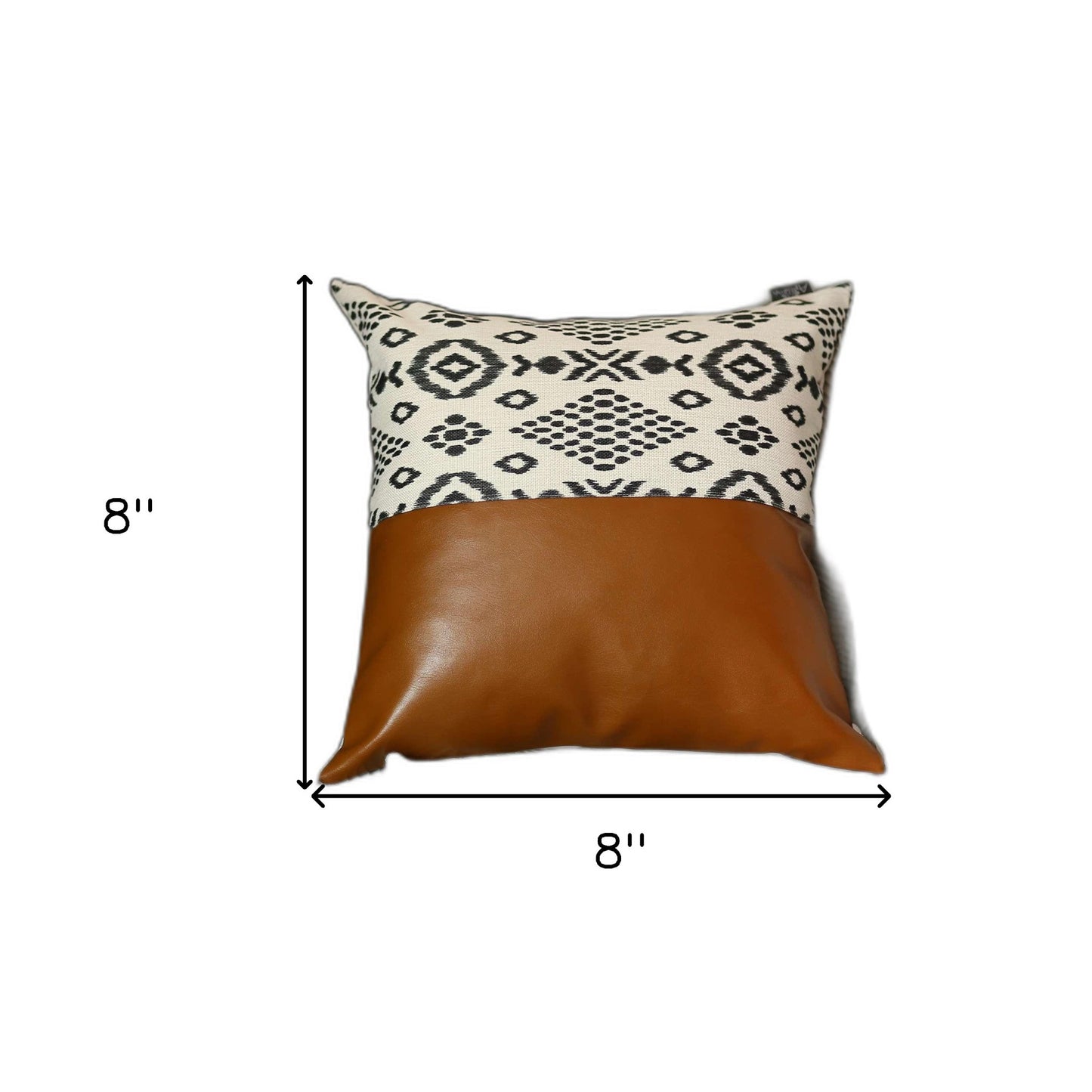 Half Patterned Faux Leather Pillow